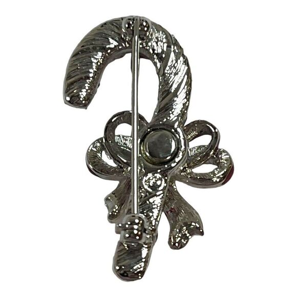 Candy Cane Rhinestone Bow Swarovski Crystal Holiday Gold Tone Brooch NEW IN BOX - Picture 4 of 12